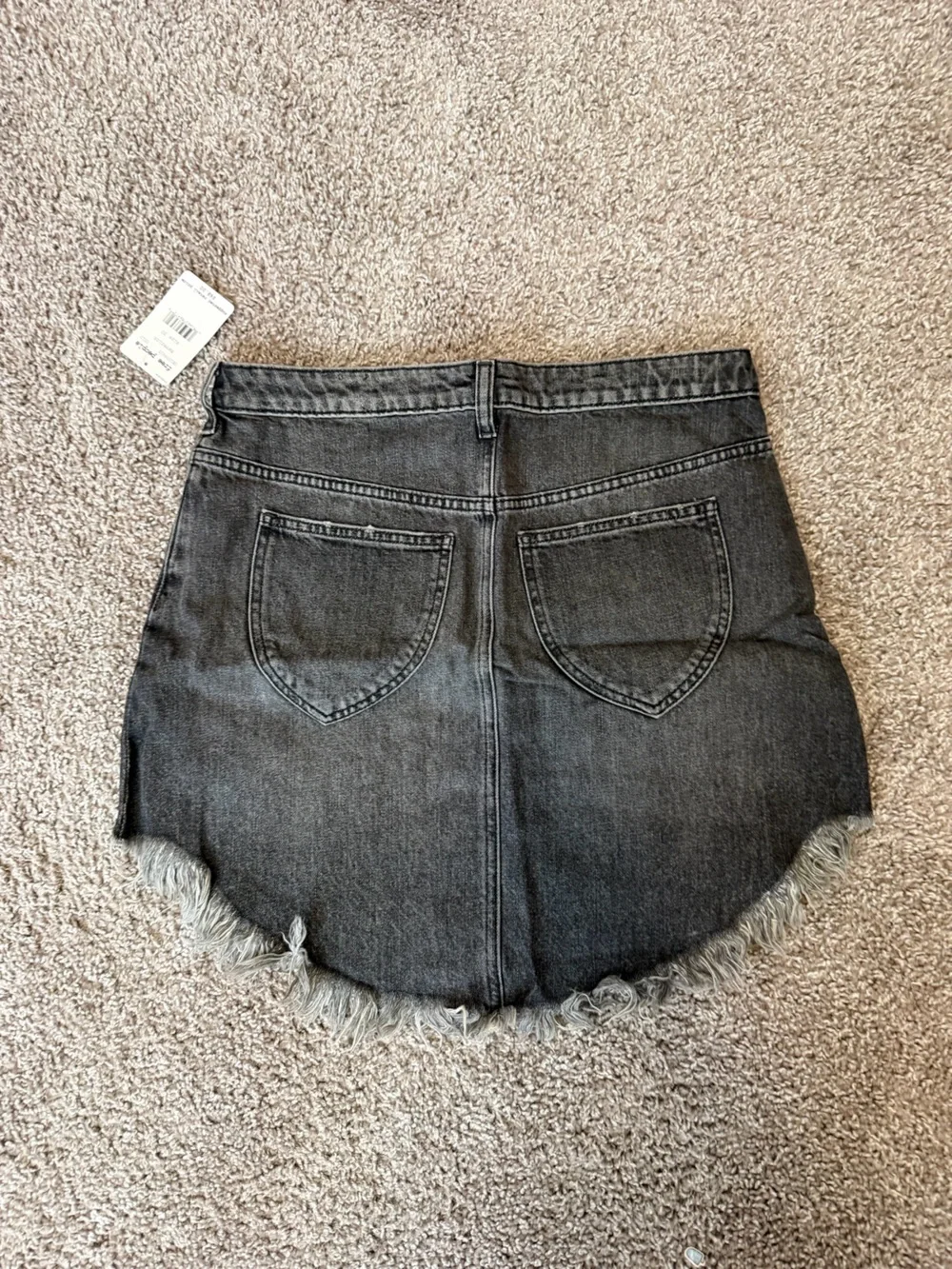 Free People Bailey Maverick Mini Frayed Denim Fringe Skirt Asymmetric 30 NWT